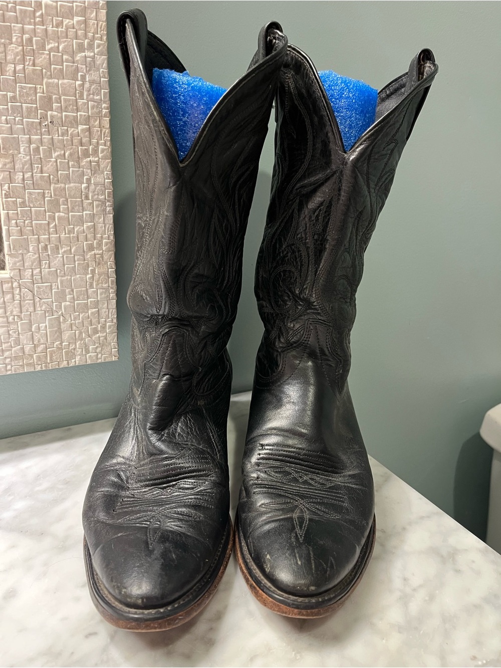 Laredo Black Leather Western Cowboy Boots